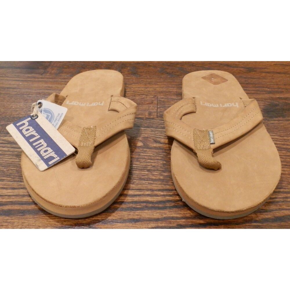Hari Mari Tan/Olive Fields Flip Flops Shoes Men's Size 8 NWT READ FLAWS